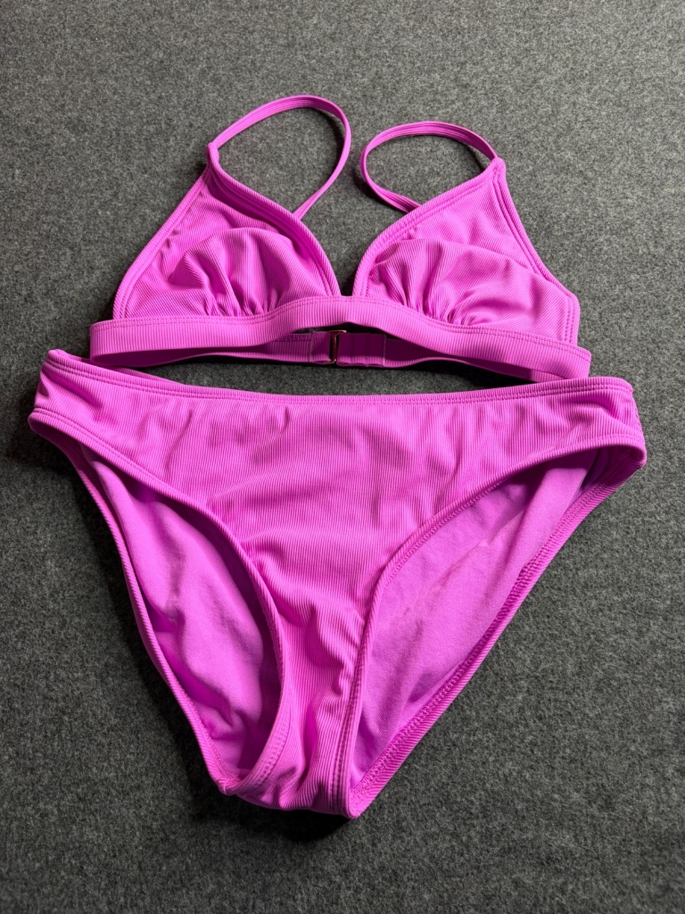 Shade & Shore Bright Magenta Ribbed Two-Piece Bikini